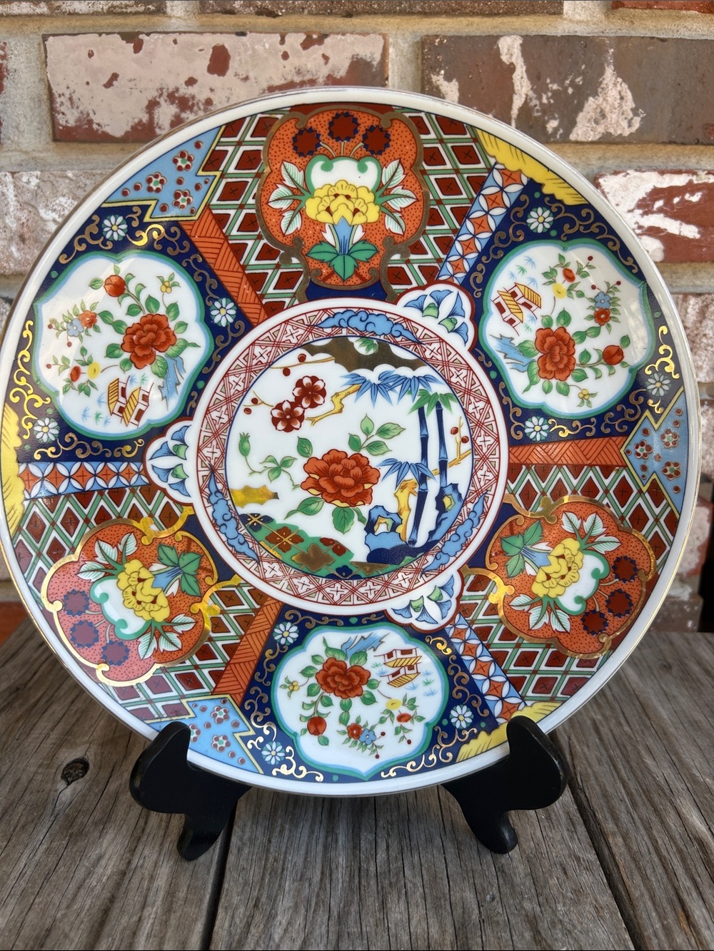 vintage Japan Myako Imari Ware plate intricate floral design itraditional color